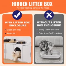 VEVOR Meuble Cache Bac à Litière pour Chats Armoire en Bois Chat 1,47 m Blanc