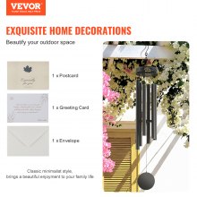 VEVOR Carillon à vent carillon éolien pour extérieur en aluminium 1473 mm noir