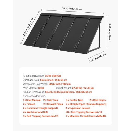 Auvent De Porte D'Entrée 965x1017 Mm Marquise De Porte Extérieure