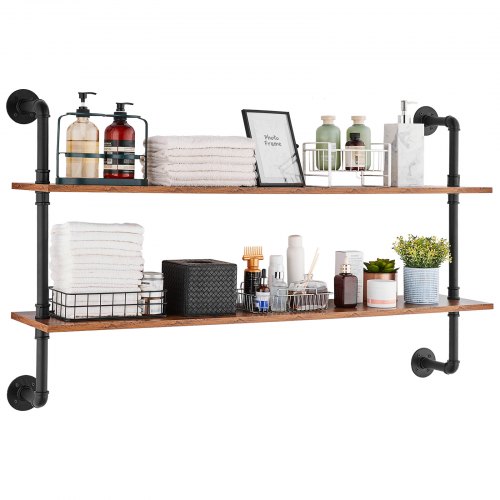 VEVOR Étagère Murale Tuyau Industrielle, 2 Niveaux, Support Mural Flottant Rangement en Bois Rustique, 63x20,5 cm, pour Articles Divers de Cuisine, Chambre à Coucher, Salle de Bain, Salon, Maison VEVOR Étagère Murale Tuyau Industrielle, 2 Niveaux, Support Mural Flottant Rangement en Bois Rustique, 63x20,5 cm, pour Articles Divers de Cuisine, Chambre à Coucher, Salle de Bain, Salon, Maison