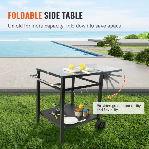 Outsunny Desserte de Jardin Chariot pour plancha Barbecue