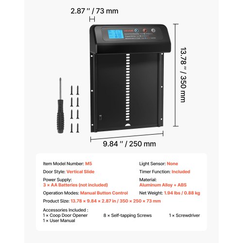 VEVOR Kit Porte Automatique Poulailler Ouvre-Porte Pour Poulets
