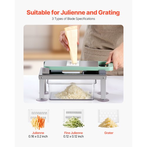 RotoChef Mandoline à Légumes Manuelle 3 Lames - Coupe Légumes Multifonction Avec Aspiration Forte