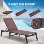 VEVOR Chaise longue jardin extérieur pour patio réglable 5 positions 2PCS marron