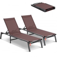 VEVOR Chaise longue jardin extérieur pour patio réglable 5 positions 2PCS marron