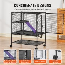 VEVOR Cage à furet roulante 2 niveaux métal pour petits animaux 920mm avec rampe