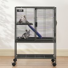 VEVOR Cage à furet roulante 2 niveaux métal pour petits animaux 865mm avec rampe