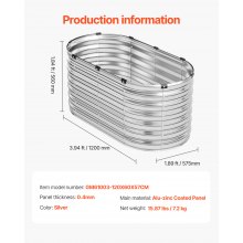 VEVOR Jardinière Lit de Jardin Surélevé Potager Métal Galvanisé 1200x575x560 mm