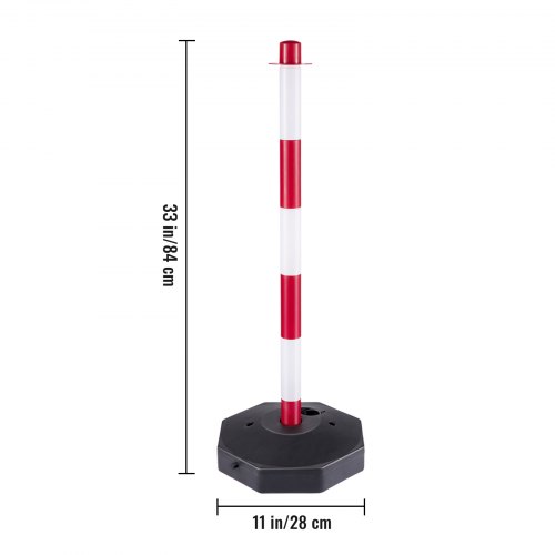 VEVOR Poteau de signalisation 4 pièces poteaux de circulation en plastique 84 cm hauteur kit de poteaux de balisage rouge blanc avec 10 m chaîne pour garage