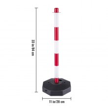 VEVOR Poteau de signalisation 4 pièces poteaux de circulation en plastique 84 cm hauteur kit de poteaux de balisage rouge blanc avec 10 m chaîne pour garage