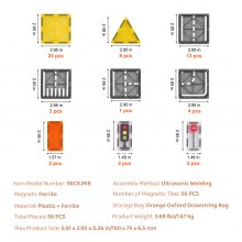 VEVOR Tuiles magnétiques blocs de construction magnétiques pour enfants 56 PCS