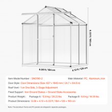 VEVOR Serre de Jardin Polycarbonate Extérieur pour Arrière-cour 184x126x193 cm