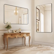 VEVOR Miroir Mural 121,9x76,2 cm Contours en Alliage d'Aluminium Salle de Bain