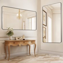 VEVOR Miroir Mural Rectangulaire 182,8x81,3 cm Contours en Alliage d'Aluminium