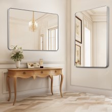 VEVOR Miroir Mural Rectangulaire 91,6 x 121,9 cm Contours en Alliage d'Aluminium