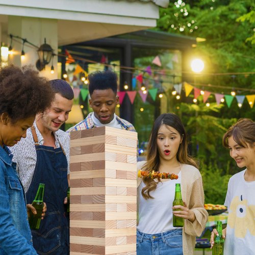 Jeu de construction en bois, 60 blocs géants, tour de jeu en pin avec caisse de rangement et tableau de bord, jeu d'empilage en bois, jeux familiaux pour intérieur/extérieur Jeu de construction en bois, 60 blocs géants, tour de jeu en pin avec caisse de rangement et tableau de bord, jeu d'empilage en bois, jeux familiaux pour intérieur/extérieur