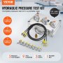 VEVOR – Kit de Test de pression hydraulique, 3 jauges, 9 raccords de Test, 3 tuyaux de Test, étui