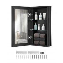 VEVOR Armoire à pharmacie murale 355 x 610 mm avec miroir et étagères réglables