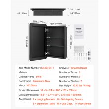 VEVOR Armoire à pharmacie murale 406 x 610 mm avec miroir et étagères réglables