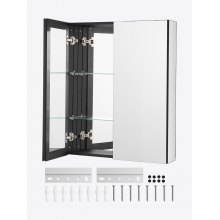 VEVOR Armoire à pharmacie murale 662 x 762 mm avec miroir et étagères réglables