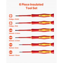 VEVOR Jeu de Tournevis Isolés 6PCs Ensemble d'Outils Isolés pour Électriciens