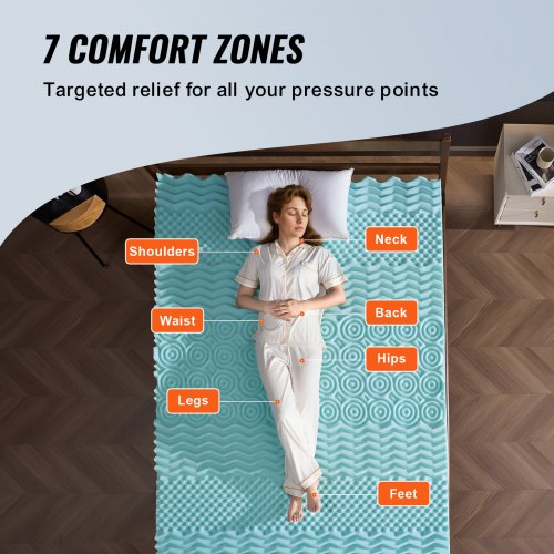 Matelas Mémoire De Forme 60 Kg/m3 Alèse 160x200 Cm Très Ferme 7 Zones Confort Respirant 84986372