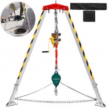 VEVOR Kit trépied de sauvetage sécurité pour espace confiné pieds 1,34-2,15m 30m