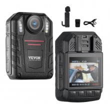 VEVOR 1440P Caméra-Piéton pour Police 64G avec Batterie 2850 mAh Vision Nocturne