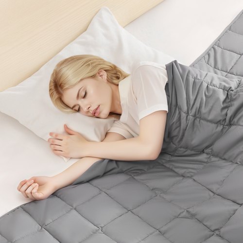 VEVOR Couverture Lestee 11,5 kg Couette Lourde 152x203 cm Toutes Saisons Respirante, avec Perles de Verre, Convient aux Personnes 113-140 kg, pour Soulager Anxiete et Stress, Ameliorer Sommeil, Gris