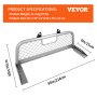 VEVOR Grille de Protection pour Vitre Arrière en Alu 216 cm de Longueur Arrêt de Charge pour Pickup Capacité de Poids 136 kg Barrière pour Protection de Lunette Arrière pour Chevy Silverado Sierra