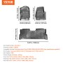 VEVOR Tapis de Sol pour Voitures 3PCs TPE pour Ford F-250/F-350/F-450 2017-2022