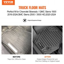 VEVOR Tapis de Sol pour Voiture 3PCs pour Chevrolet Silverado/GMC Sierra 1500