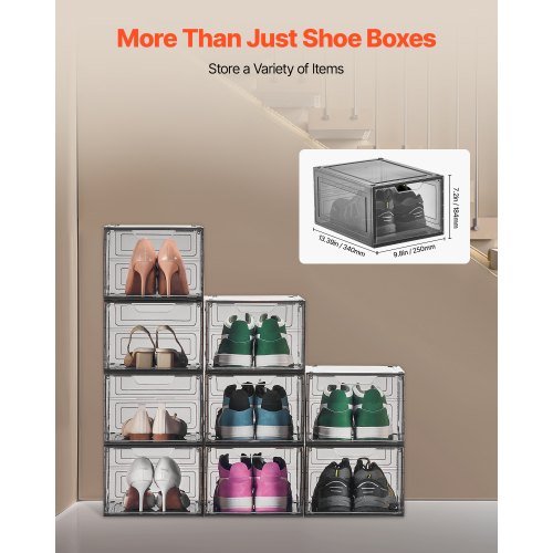 Boîtes à Chaussures Empilables VEVOR - Lot De 9, Transparentes, Porte Magnétique, Jusqu'à Pointure 47
