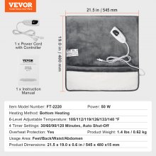 VEVOR Chauffe-pieds Électrique Coussin Chauffant en Flanelle Douce 54,5x48 cm