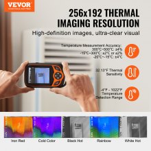 VEVOR Caméra Thermique Résolution IR 256 x 192 Imageur Thermique Infrarouge de Poche avec WiFi, Taux de Rafraîchissement 25 Hz, Écran Tactile 3,2", Caméra Visuelle 0,3 MP, Plage -20°C - 550°C, IP54