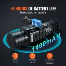 VEVOR Monoculaire Imagerie Thermique, Résolution 384 x 288, Imageur Thermique de Chasse, Caméra de Vision Étanche IP54 Zoom 1X-8X, Écran OLED 0,39", Batterie Haute Capacité 1400 mAh pour en Plein Air