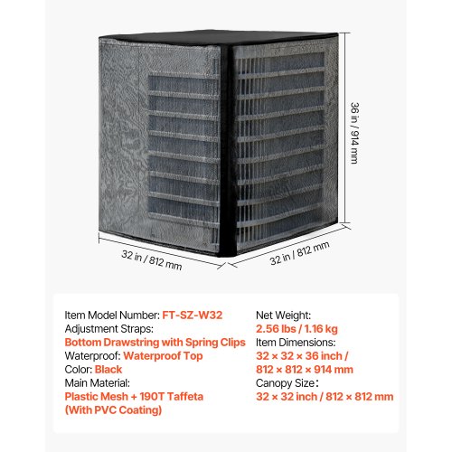 Housse De Protection Étanché Pour Climatiseur Portable Black+Decker - 420D Imperméable, Avec Poches Et Poignées - 48,3 X 40,6 X 76,2 Cm