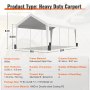 Carport VEVOR : carport blanc robuste, 10x20 pieds, cadre en acier galvanisé, 8 colonnes, couverture pe 180g.