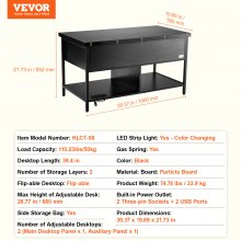 VEVOR Table basse rectangulaire avec plateau relevable avec USB 1000 mm noir