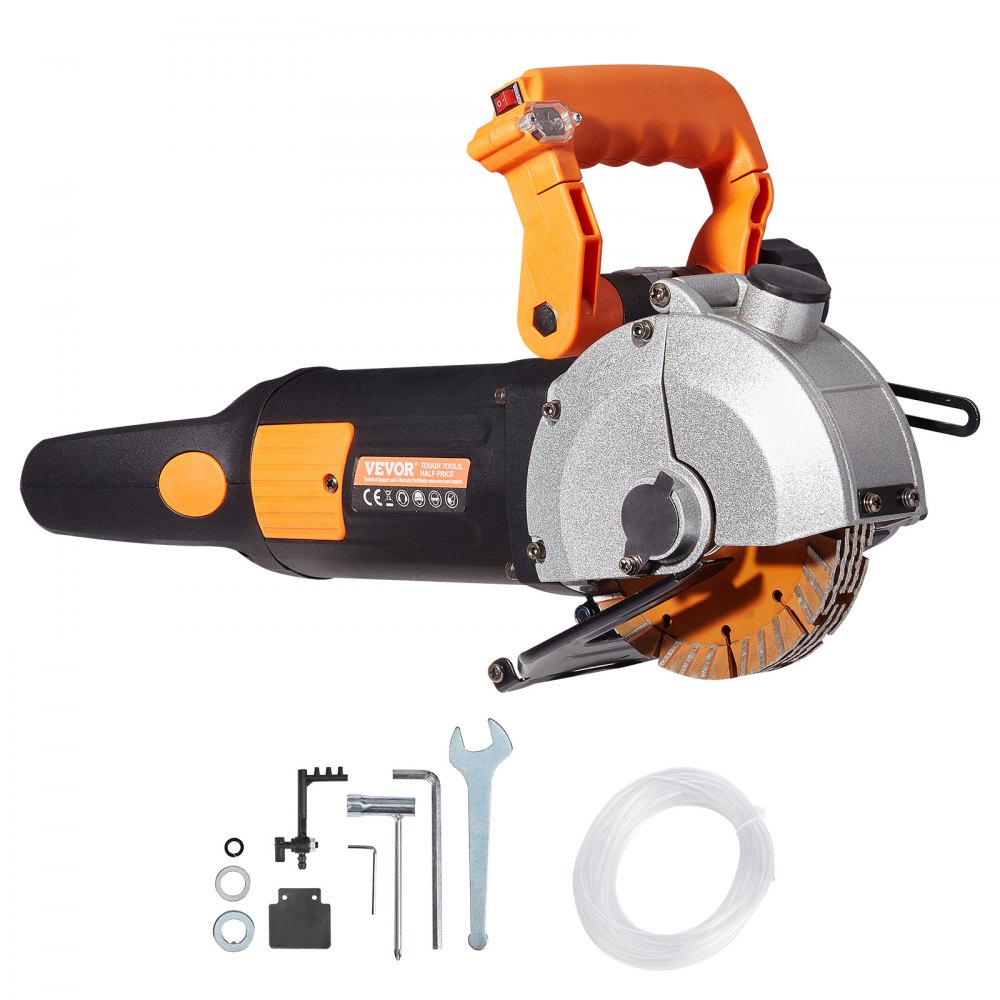 VEVOR Rainureuse Murale Électrique 2500 W Machine à Rainurer Mur 133 mm Machine de Découpe de Rainures de Profondeur 42 mm Machine à Découper Rainures 6400 tr/min avec Pompe à Eau, 5 Lames Installées