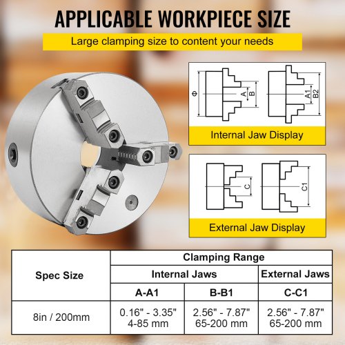 Mandrin à 3 Mors Z011 Pour Tour à Métaux - Alliage Zinc - Serrage 1.8-56mm / 12-65mm - Pour Mini Tours - 5