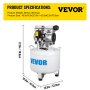 VEVOR Compresseur d'Air sans Huile 8,8 gallons /40 L Compresseur silencieux à Air Compresseur 850W/1.1HP Compresseur vertical 110 L / min Outil