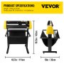 VEVOR Plotter de Découpe Vinyle 870 mm, Traceur de Coupe pour l'Impression de Vinyle, Découpe Automatique des Contours de Caméra, Écran LCD, Force et Vitesse Réglables, Compatible avec Windows