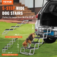 VEVOR Escalier pour chien rampe voiture pliable 5 marches aluminium charge 68 kg