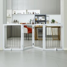 VEVOR Barrière de Sécurité pour Chiens 81,3x245 cm Autoportant et Pliable Blanc