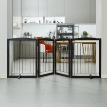 VEVOR Barrière de Sécurité pour Chiens 81,3x245 cm Autoportant et Pliable Marron