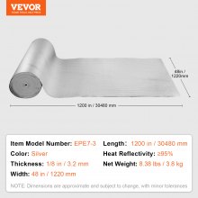 VEVOR Isolant thermique double réfléchissant mousse barrière radiant 30,48x1,22m