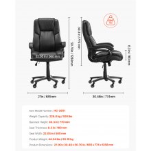 VEVOR Chaise de Bureau à Dossier Haut avec Support Lombaire Commande par Bouton