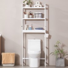 VEVOR Étagère WC Meuble de Rangement au-dessus des Toilettes à 3 Niveaux Blanc