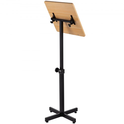 Pupitre De Conférence Mobile Pliable - Hauteur Réglable 103-124 Cm Avec Roues Et Plateau Inclinable